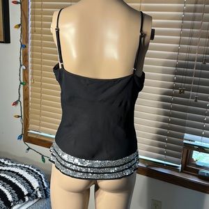 Womans Sequin black top size m 100 percent silk
